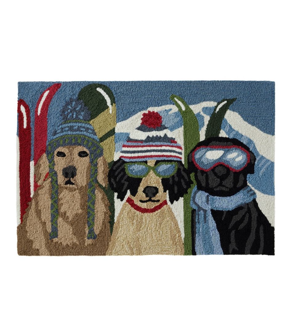 L.L.BeanIndoor/Outdoor Vacationland Rug, Dogs Skiing