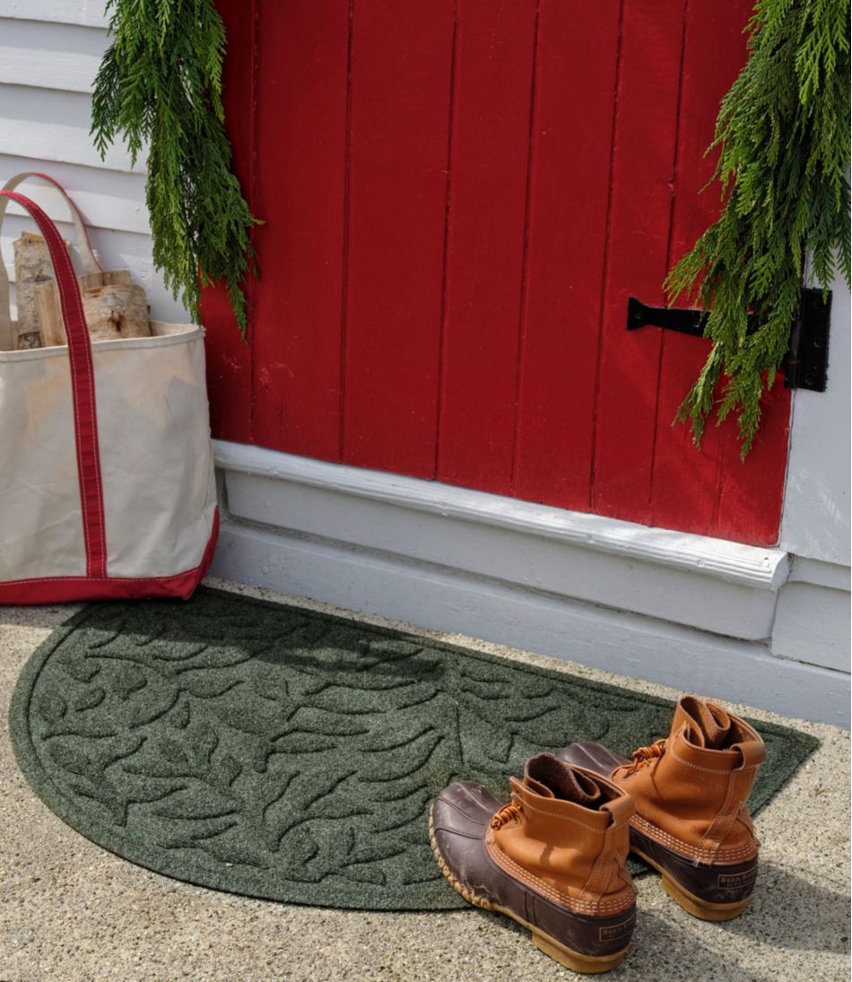 L.L.BeanHeavyweight Recycled Waterhog Doormat, Half Round, Woodland Leaf