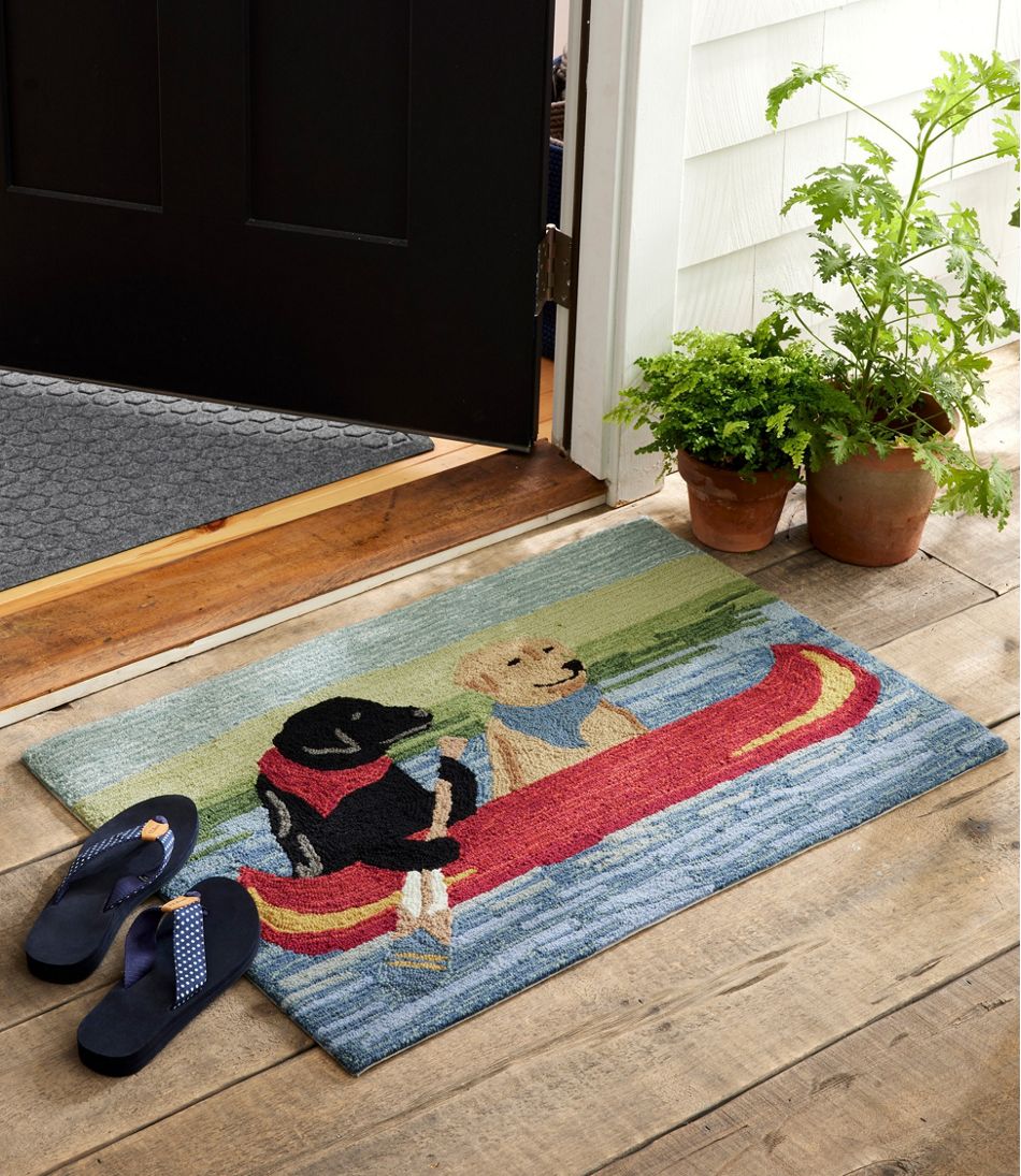 L.L.BeanIndoor/Outdoor Vacationland Rug, Dog Canoe