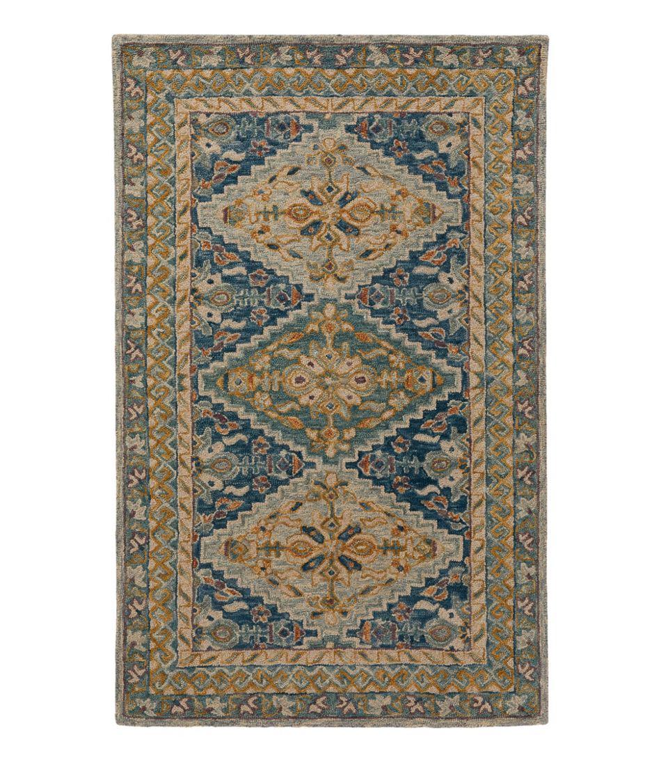 L.L.BeanBordered Medallion Wool Tufted Rug, Blue Multi
