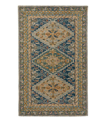 L.L.BeanBordered Medallion Wool Tufted Rug, Blue Multi