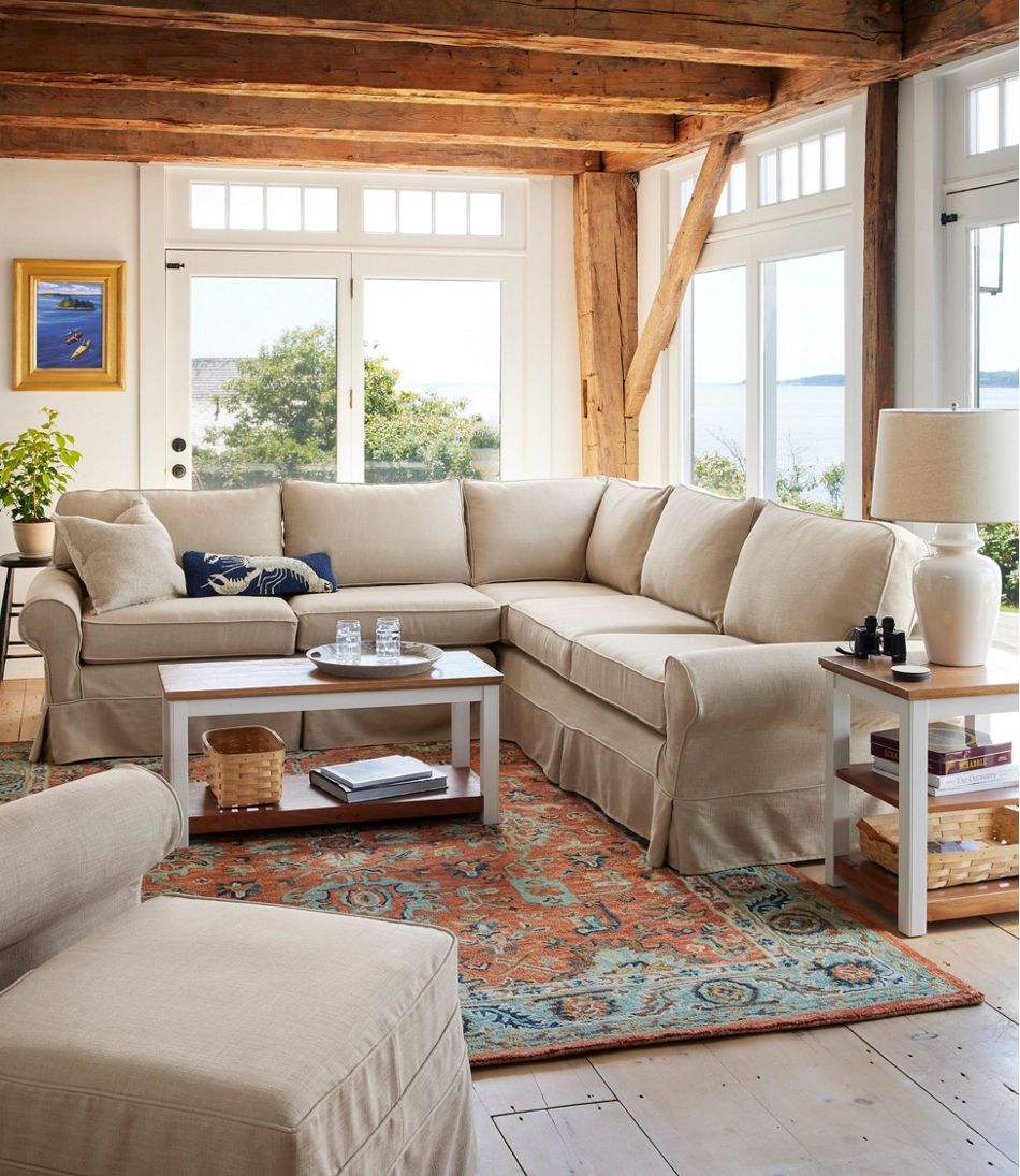 L.L.BeanSingle Border Terracotta Wool Tufted Rug