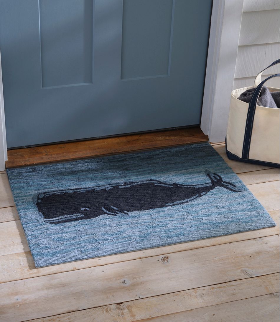 L.L.BeanIndoor/Outdoor Vacationland Rug, Coastal Whale