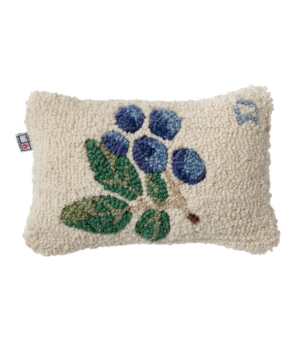 L.L.BeanWool Hooked Throw Pillow, Blueberries, 8" x 12"