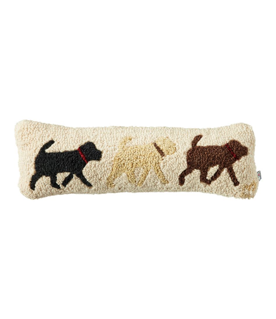 L.L.BeanWool Hooked Throw Pillow, Lab Trio, 8" x 24"