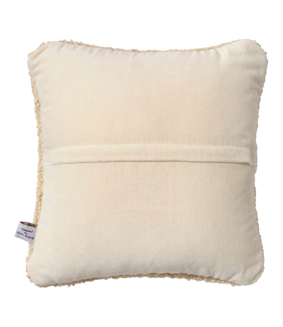 L.L.BeanWool Hooked Throw Pillow, Yellow Dog, 14" x 14"