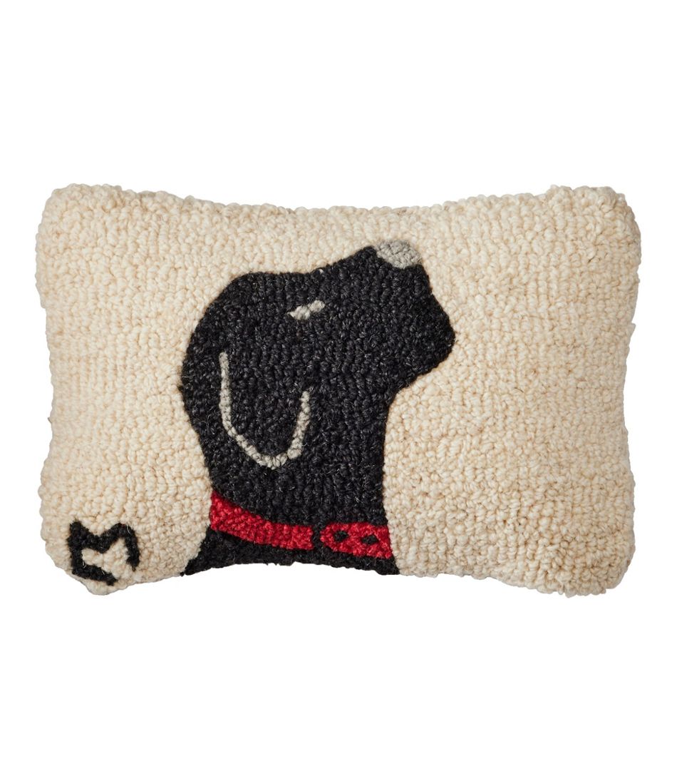 L.L.BeanWool Hooked Throw Pillow, Black Labrador, 8" x 12"