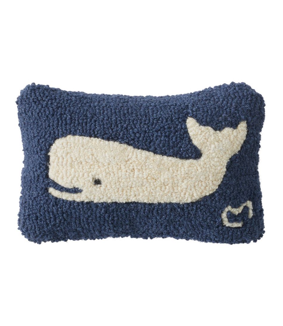 L.L.BeanWool Hooked Throw Pillow, Whale, 8" x 12"