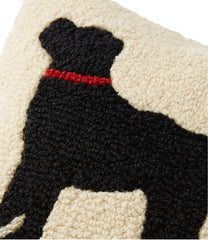 L.L.BeanWool Hooked Throw Pillow, Black Dog, 14" x 14"