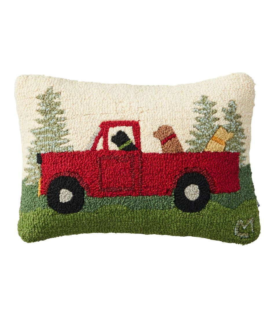L.L.BeanWool Hooked Throw Pillow, Dog Trio, 14" x 20"