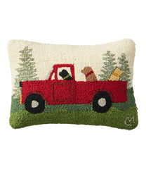 L.L.BeanWool Hooked Throw Pillow, Dog Trio, 14" x 20"
