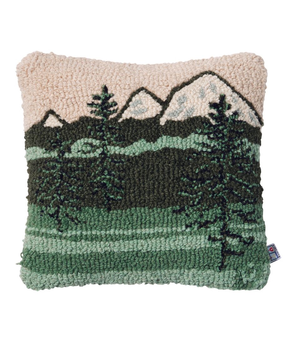 L.L.BeanWool Hooked Throw Pillow, Mountains, 14" x 14"