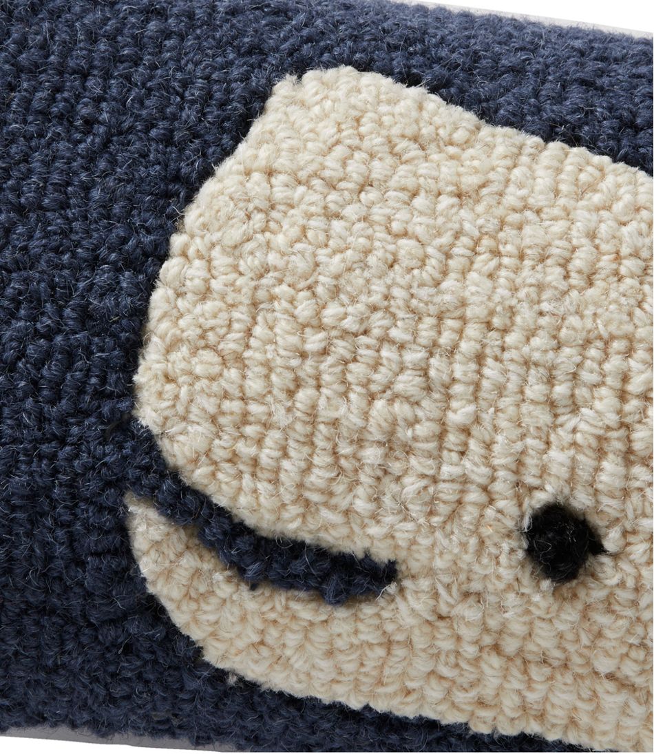 L.L.BeanWool Hooked Throw Pillow, Whale, 8" x 24"