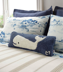L.L.BeanWool Hooked Throw Pillow, Whale, 8" x 24"
