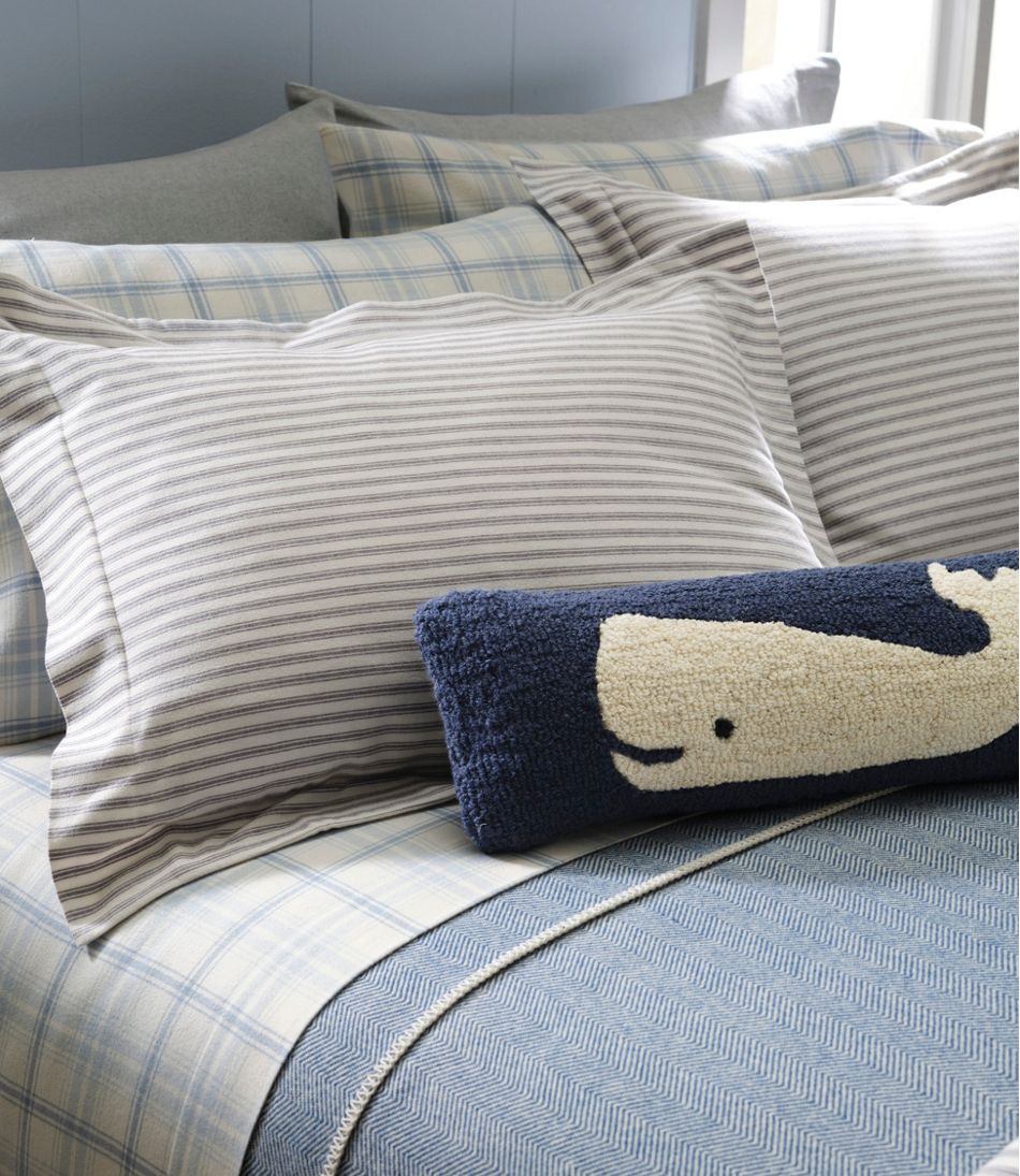 L.L.BeanWool Hooked Throw Pillow, Whale, 8" x 24"
