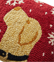 L.L.BeanWool Hooked Throw Pillow, Snowflake Yellow Lab, 14" x 14"