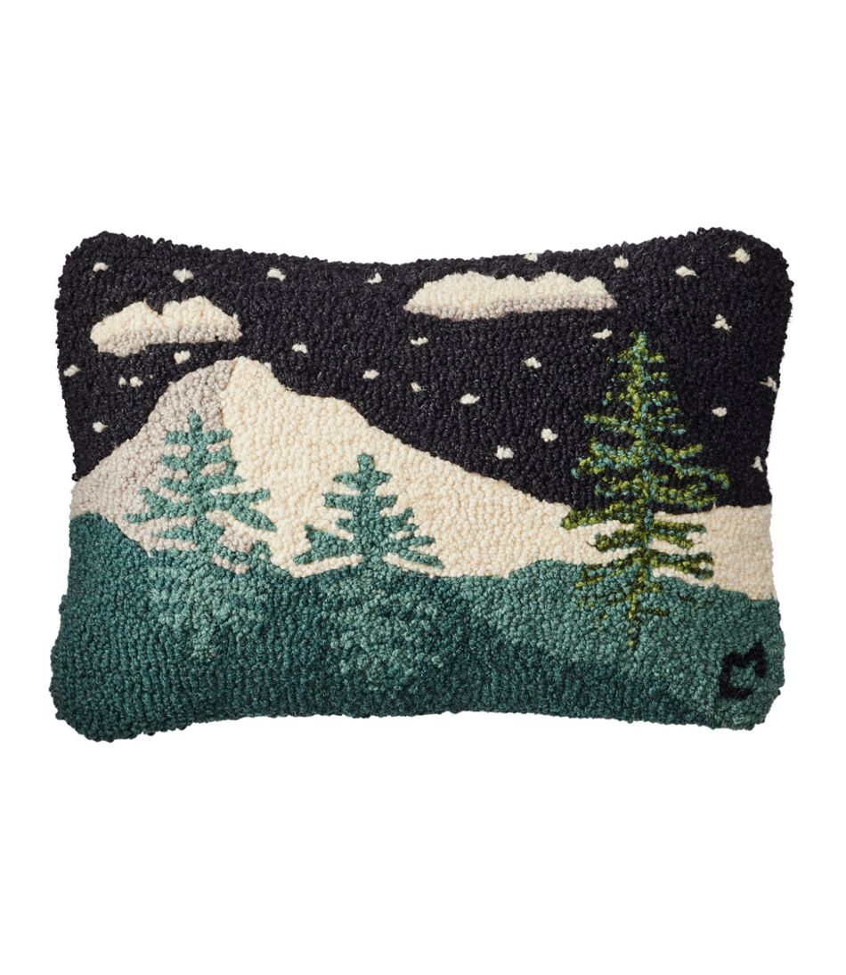 L.L.BeanWool Hooked Throw Pillow, Winter Woods, 12" x 18"