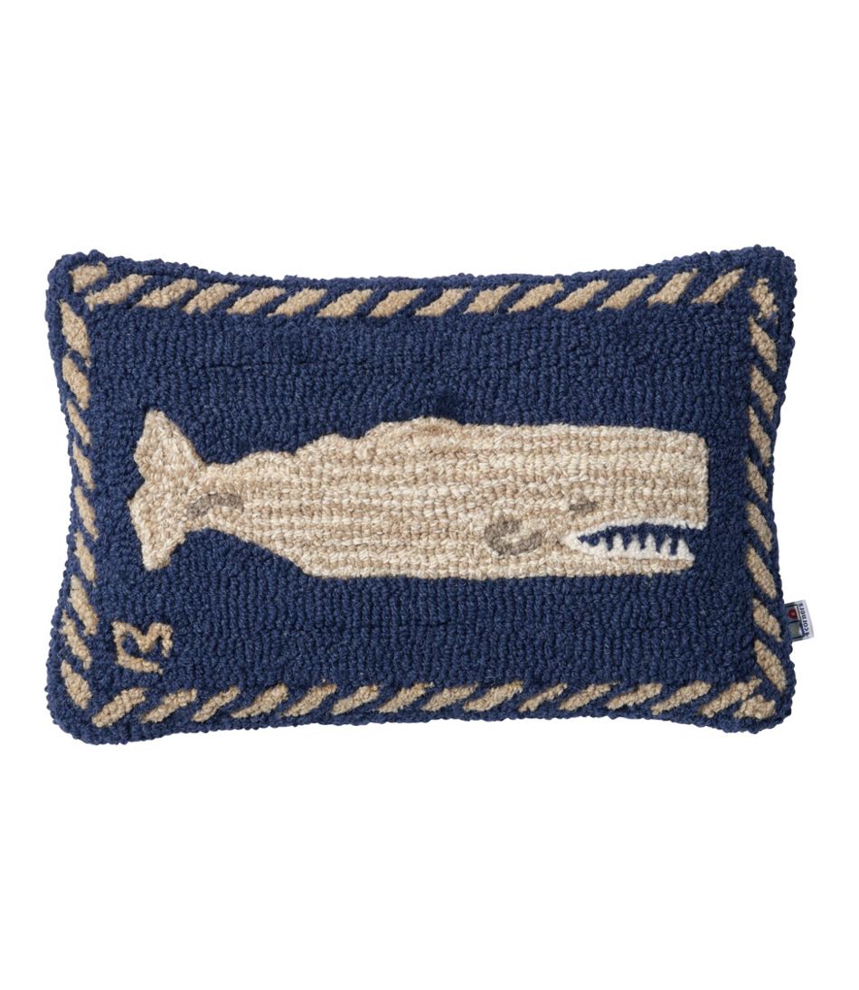 L.L.BeanWool Hooked Throw Pillow, Whale, 12" x 18"