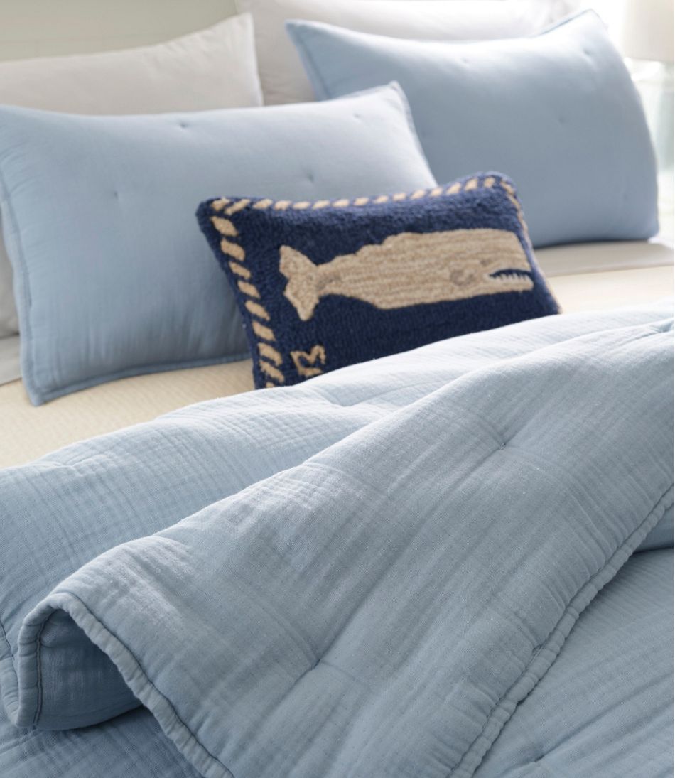 L.L.BeanWool Hooked Throw Pillow, Whale, 12" x 18"