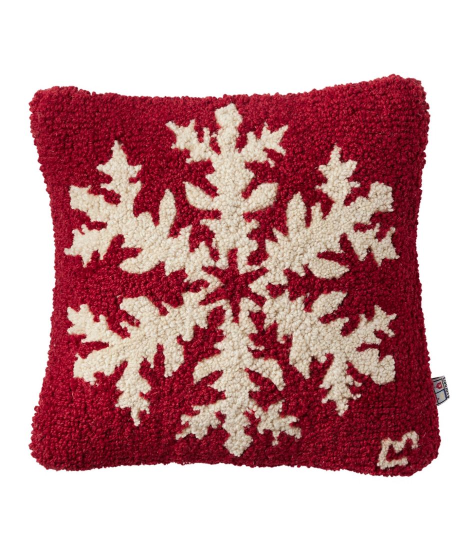 L.L.BeanWool Hooked Throw Pillow, Snowflake, 14" x 14"