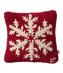 L.L.BeanWool Hooked Throw Pillow, Snowflake, 14" x 14"