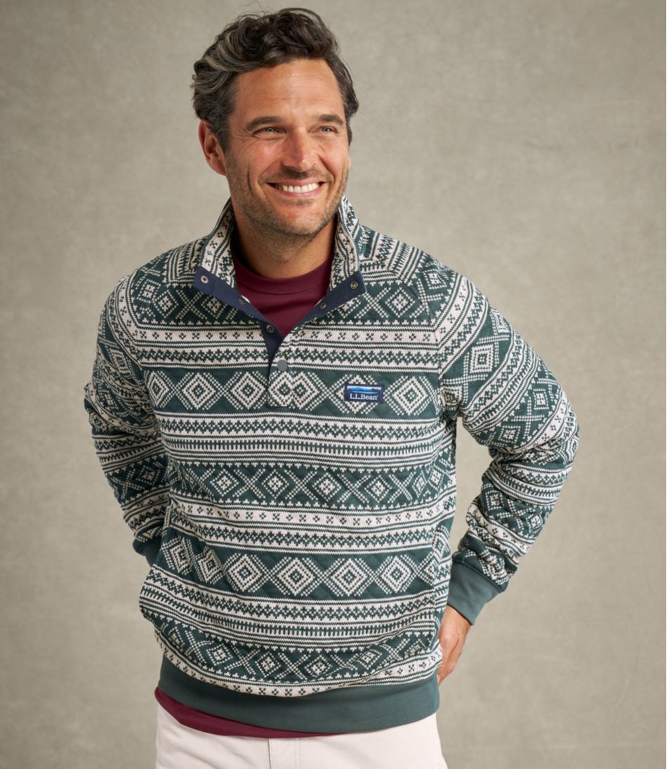 L.L.BeanMen's Bean's Quilted Sweatshirt, Mockneck, Print