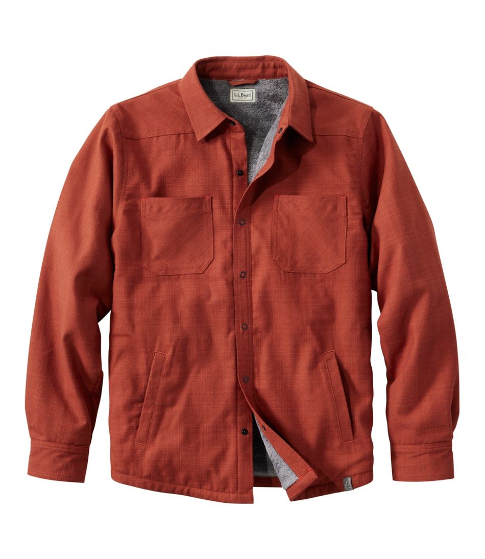 L.L.BeanMen's Katahdin Performance Flannel Shirt-Jacket, Hi-Pile Fleece-Lined Solid